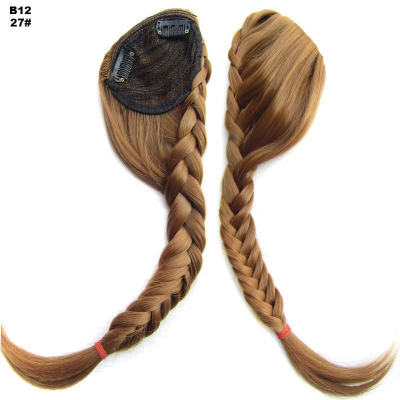 Synthetic Handmade Plait Fishtail Side Bangs Clip in Hair Piece