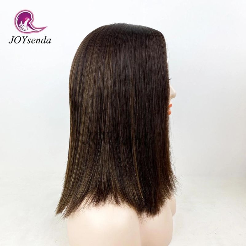 None Lace Silky Straight Bob Thick End Hair Wig Skin Silk Top Jewish Wig Kosher Wigs European Virgin Human Hair Double Drawn Weft