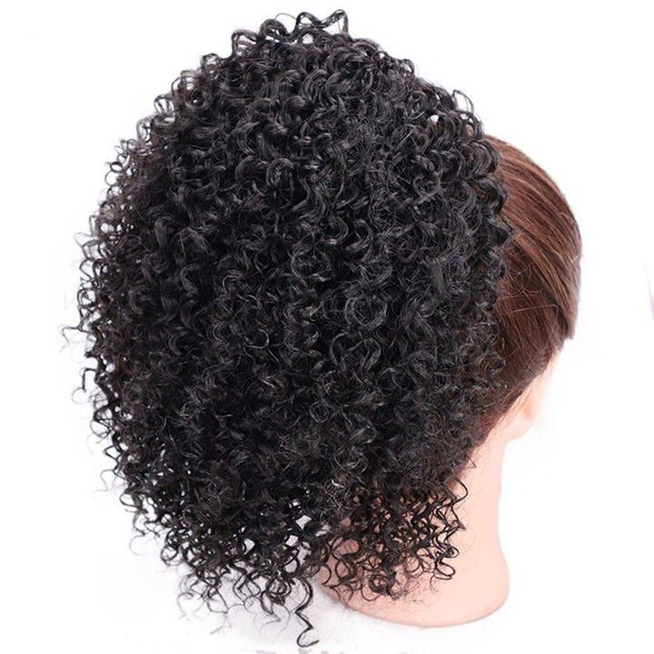 8inch Short Afro Curly Stretch Mesh Ponytail Hair Extension Heat Resistant Synthetic Fiber