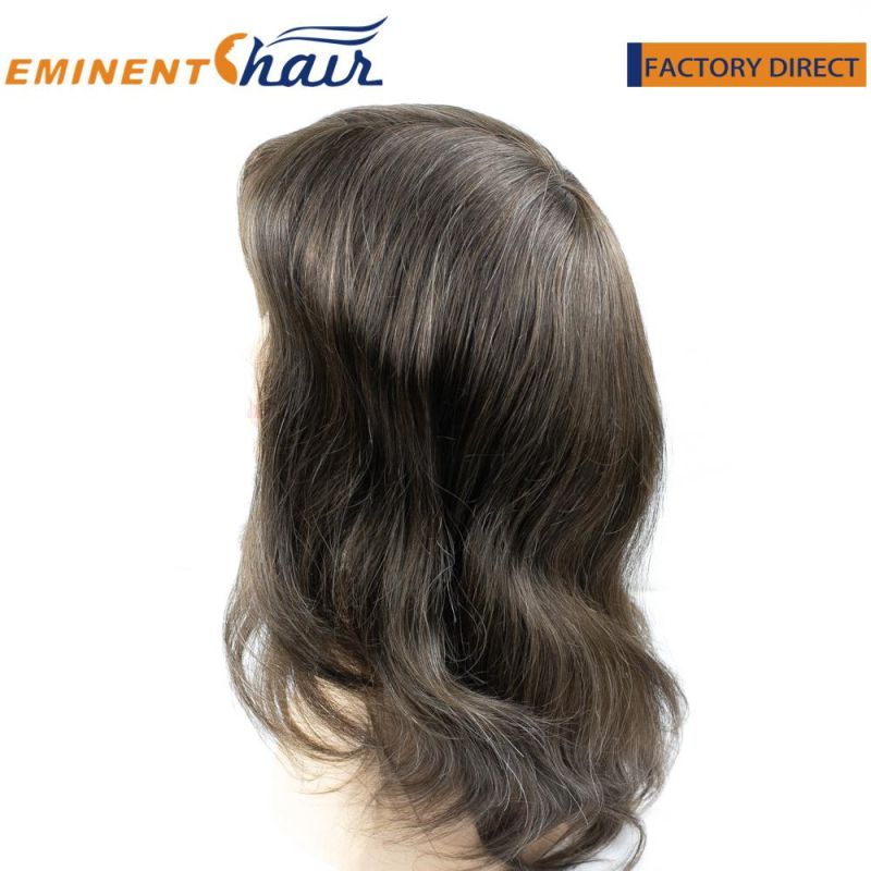 Natural Human Hair System Fine Mono with PU Edge and Lace Front Women Wig