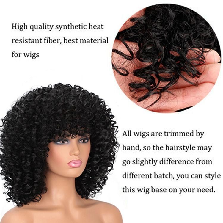 Kaki Loose Curly Wave Black Short Wig for Black Women Synthetic Hair Wigs