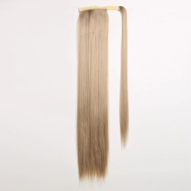 24" Ponytail Magic Paste Long Straight Synthetic Fiber Hair Extension for Women