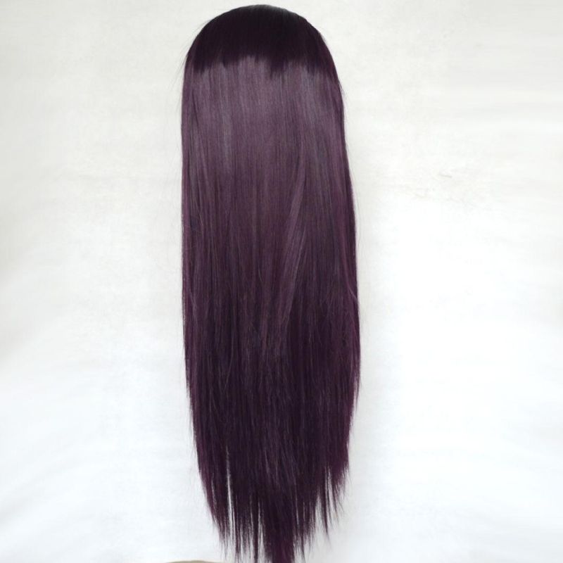 Dark Red Hair Brazilian Human Hair Wigs Lace Front Wig Straight Remy Virgin Hair Wig for Women 26 Inches