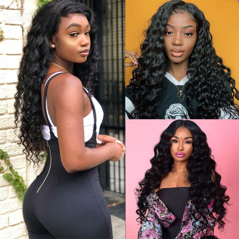 Factory Directly Sell Brazilian Loose Wave Lace Front Human Hair Natural Hair Wigs 20"