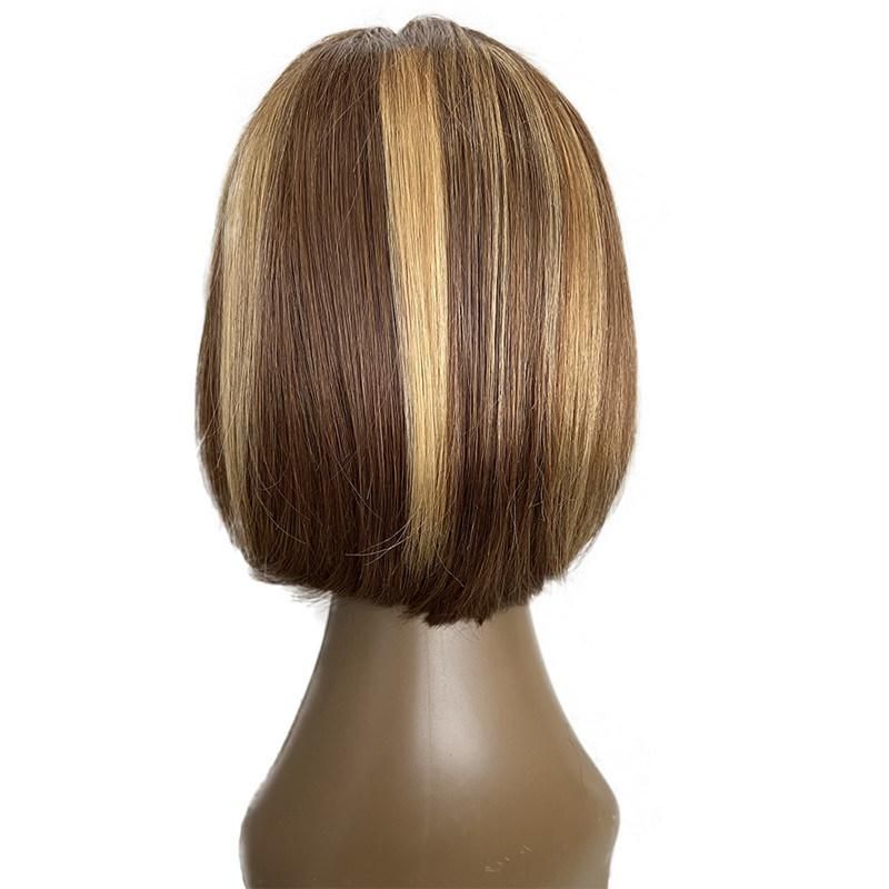 Piano Color Tp 4/27 Highlight Color Brazilian Human Hair T Part 13*1 Lace Front Bob Wig
