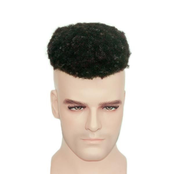 Lw80 High Quality Men′s Afro Wig Curly Human Hair Replacements