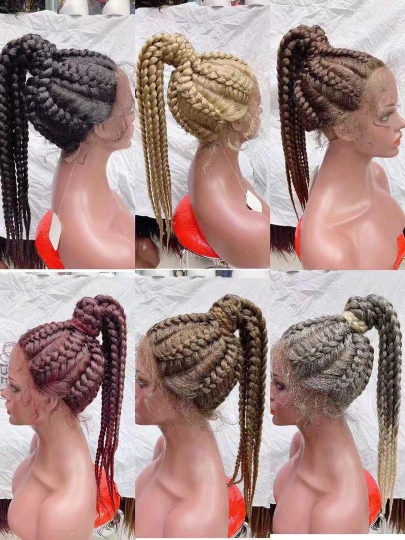 Fast Selling Lace Frontal Wig Party and Cosply Hair Synthetic 8 Braids Hair Wig
