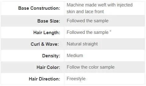 Machine Made Weft with Injected Skin Top Mono Lace Front Hair Replacement for Women