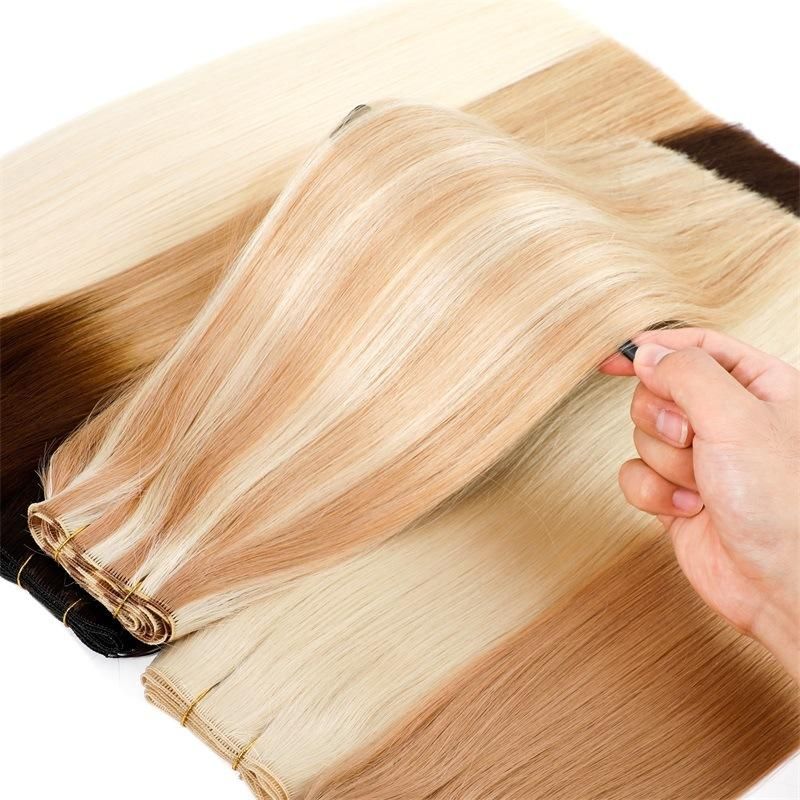 Wholesale Human Hair Extention, Full Cuticle Double Drawn Remy Hand Tied Weft.