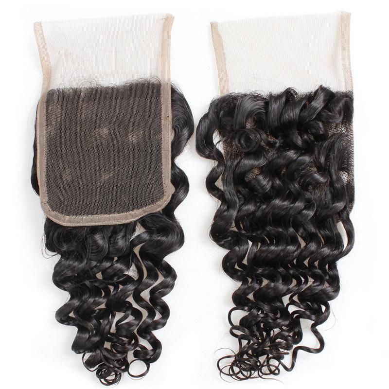 4*4 Lace Frontal Closure Deep Wave Hair Weaving Natural Human Hair