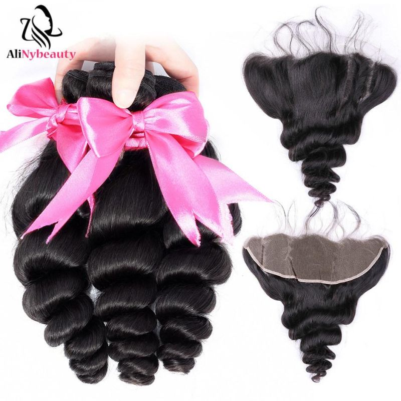 Unprocessed Virgin Brazilian Human Hair Loose Wave Bundles with Frontal