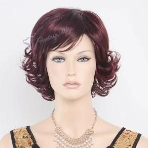China Wigs Manufacturer Korea Wine Red Multicolor Short Curly Synthetic Women&rsquor; S Wig 1455