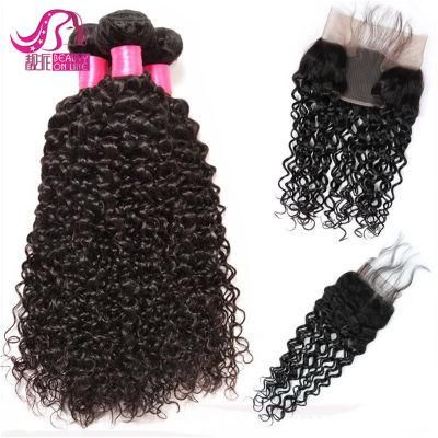 Kinky Curly Malaysian Hair 100% Human Hair Weft Bundles with Closures and Frontals