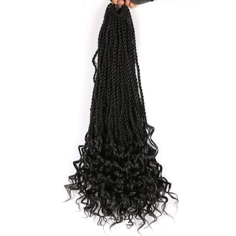 Long Ombre Brown Senegalese Twist Crochet Braiding Hair Curly Ends Deep Wave