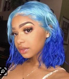 Light Blue/ Dark Blue 100% Human Hair Extensions for Brazilian Hair Bundles with Frontal