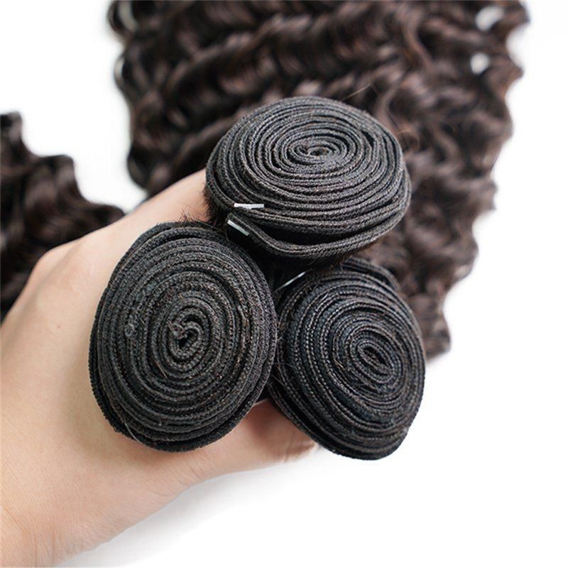 100% Human Hair Bundles Double Weft Deep Wave Hair Weaving