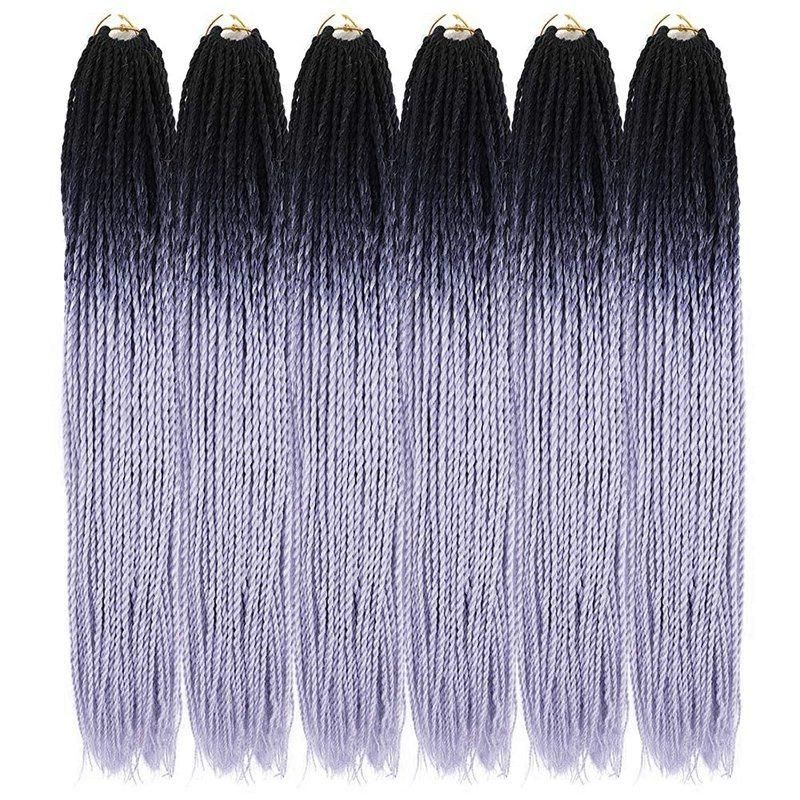 Synthetic Ombre Blue Hair Extensions Braids Senegalese Twist Crochet Braiding High Temperature Fiber