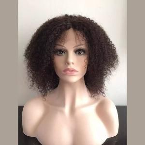 22&quot; Hand-Tied Front Lace Kinky Curly Hair Wig #1b Black
