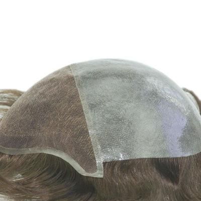 Transparent Poly with French Lace Front Natural Hair Toupee