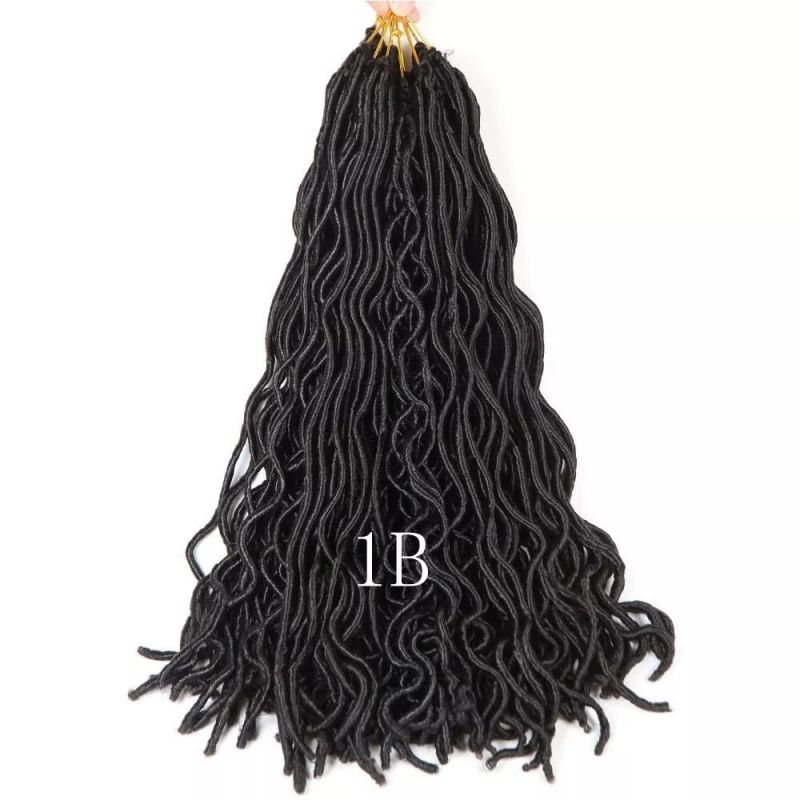 18inch 24 Strands Wholesale Wavy Faux Locs Braids Hair Crochet Goddess Curly Chinese Dreadlocks Hair Extensions