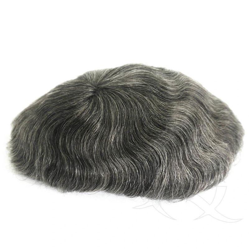 Swiss Lace Front Toupee Double Knotting Clear Thin Poly Natural Remy Hair Durable Human Hair Toupee