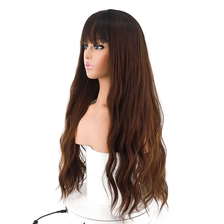 Ombre Dark Roots Natural Long Wavy Synthetic Wig for Women 26 Inch