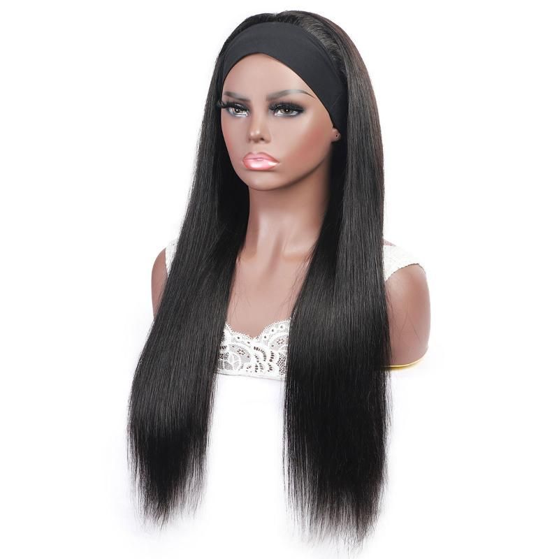 Cheap Wholesale Straight Brazilian Human Hair Glueless Headband Wig