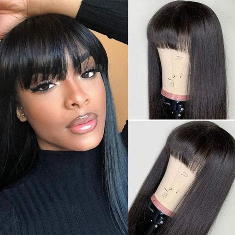 Kbeth Wholesale Straight Human Hair Wigs with Bangs Full Machine Made Wigs for Black Women Brazilian Straight Hair Wigs with Bangs Wholesale