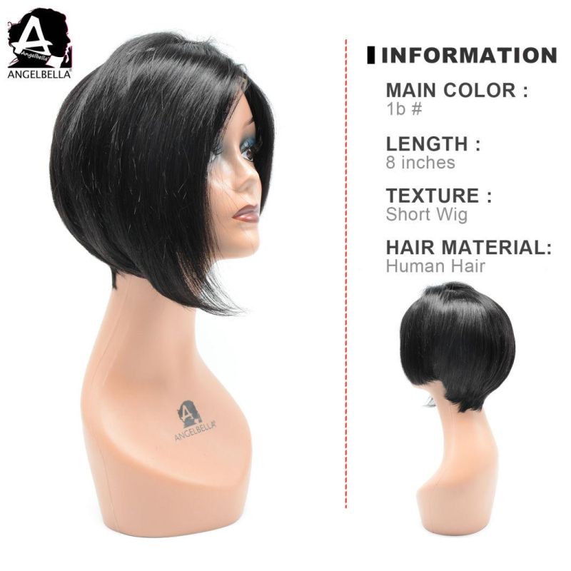 Angelbella Raw Mink Brazilian Hotsales Lace Front Wigs Natural Black Human Hair Wig