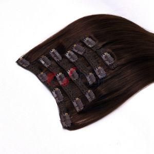 Virgin Cuticle Aligned Human Hair Clip in Hair Extension #1 (Jet black)