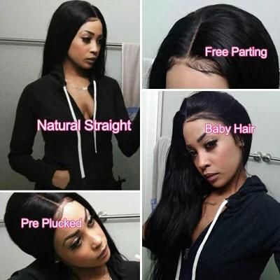 Lace Front Human Hair Wigs Unprocessed Raw Indian Human Hair Wigs Straight Black