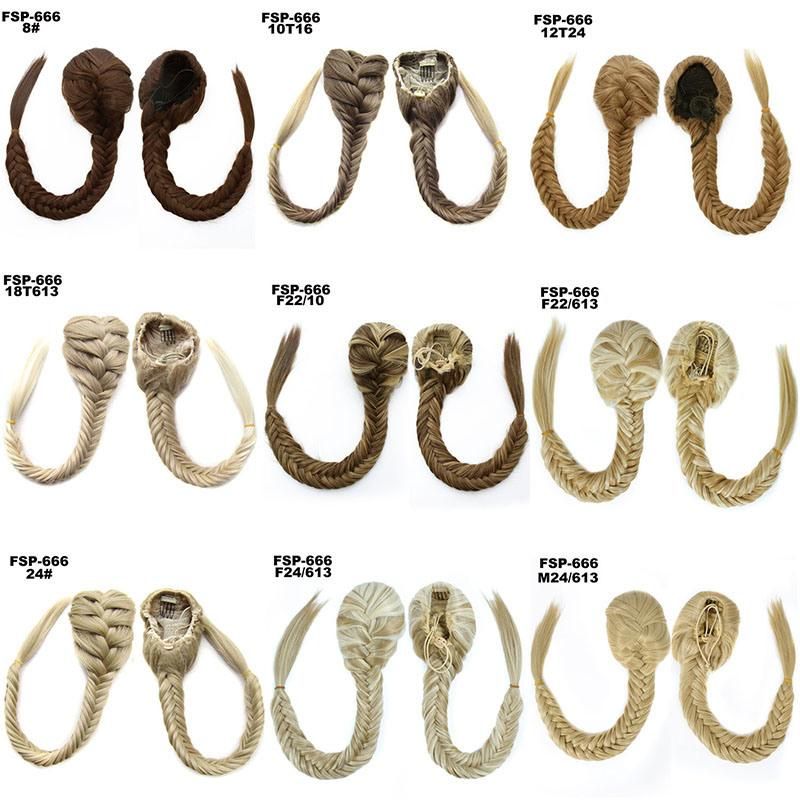 Synthetic High Temperature Fiber Plait Clip in Hair Piece Bangs
