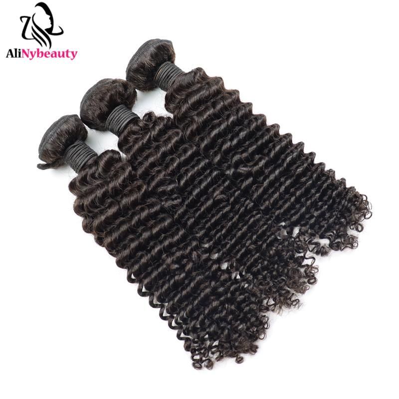 Alinybeauty Wholesale Raw Mink Virgin Brazilian Hair Bundles Unprocessed Deep Wave Hair Cuticle Aligned 100% Human Hair Extensions