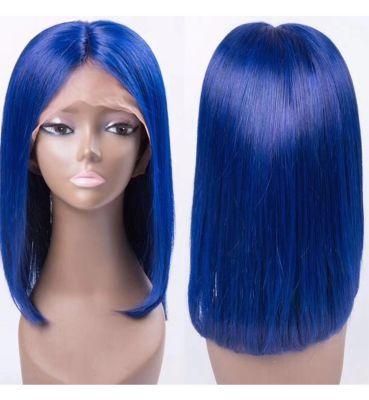 Christmas Human Hair Blue Yellow Orange Bob Wig for Women Brazilian Natural Hair Lace Frontal Wigs
