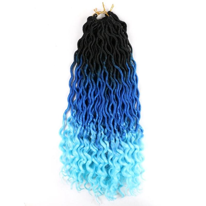 Long 18" Wholesale Curly Goddess Faux Locs Ends Crochet Braids Synthetic Hair Extensions