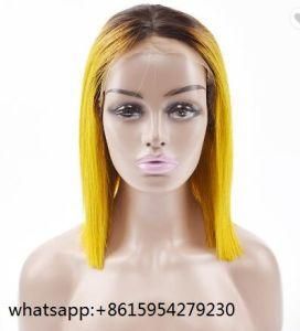 Human Hair Omber Color 1b Yellow Bob Straight Wig