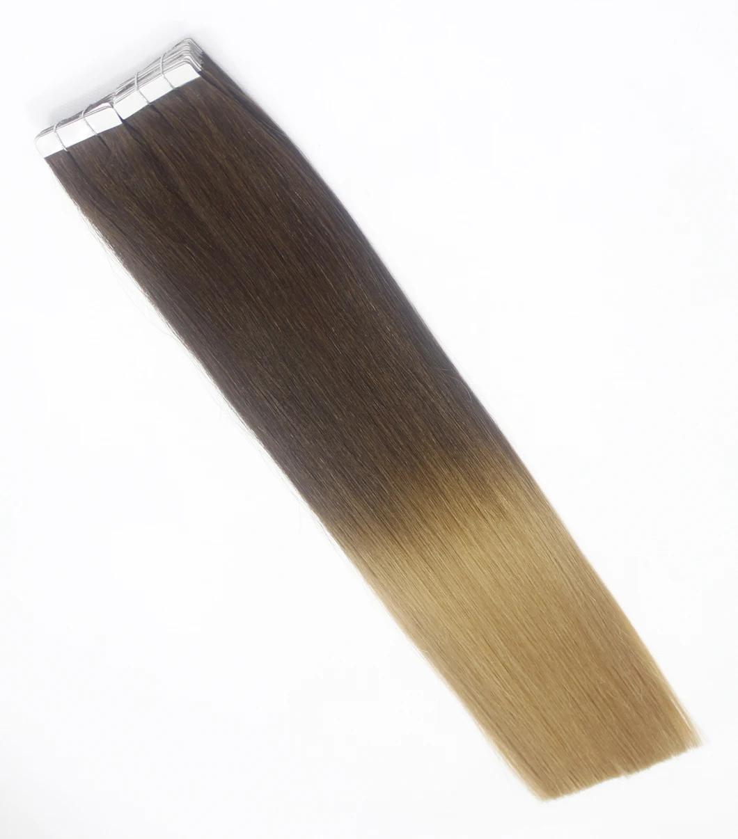 Tape in Extensions Brazilian Straight Human Hair Bundles 4/27 Color Remy Human Hair Extensions