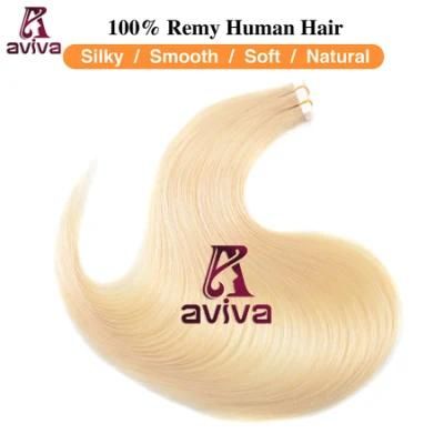 Aviva Virgin Hair Double Side Tape Hair Extension PU Tape Human Hair Extension 16inch 613# Blonde Color