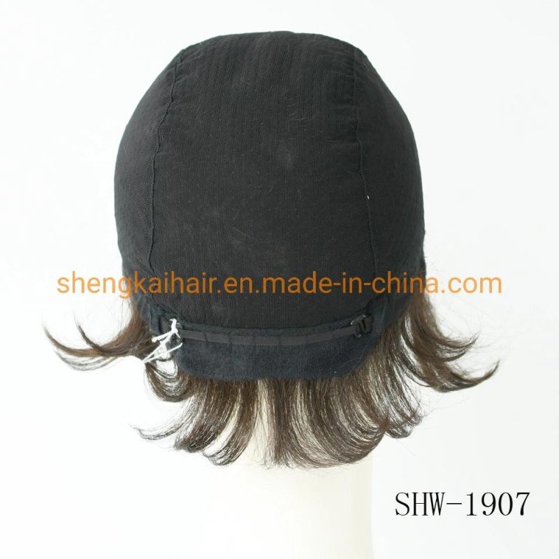 Wholesale Premium Quality Fashion Short Hair Length Full Handtied Human Hair Synthetic Hair Wig