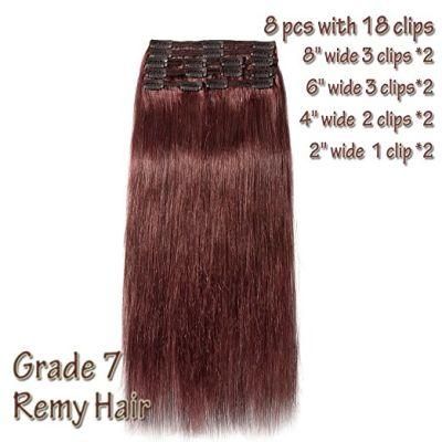 Wholesale Price Clip in Hair Extensions 8pieces 20clips for Full Head Set Clip in Human Hair (AV-CH160-20-33)
