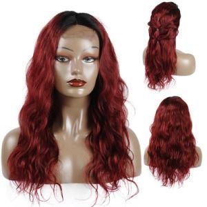 100% Virgin Brazilian Human Hair1b/ 99j Natural Wave Lace Front Wig for Black Women