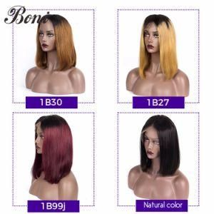 Short Bob Ombre 100% Virgin Human Middle Part Lace Front Wig