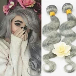 7A Brazilian Virgin Hair Body Wave Platinum Grey 1PCS Lot 10-30inches Grey Human Hair Weave Bundles Silver Grey Hair Extensions