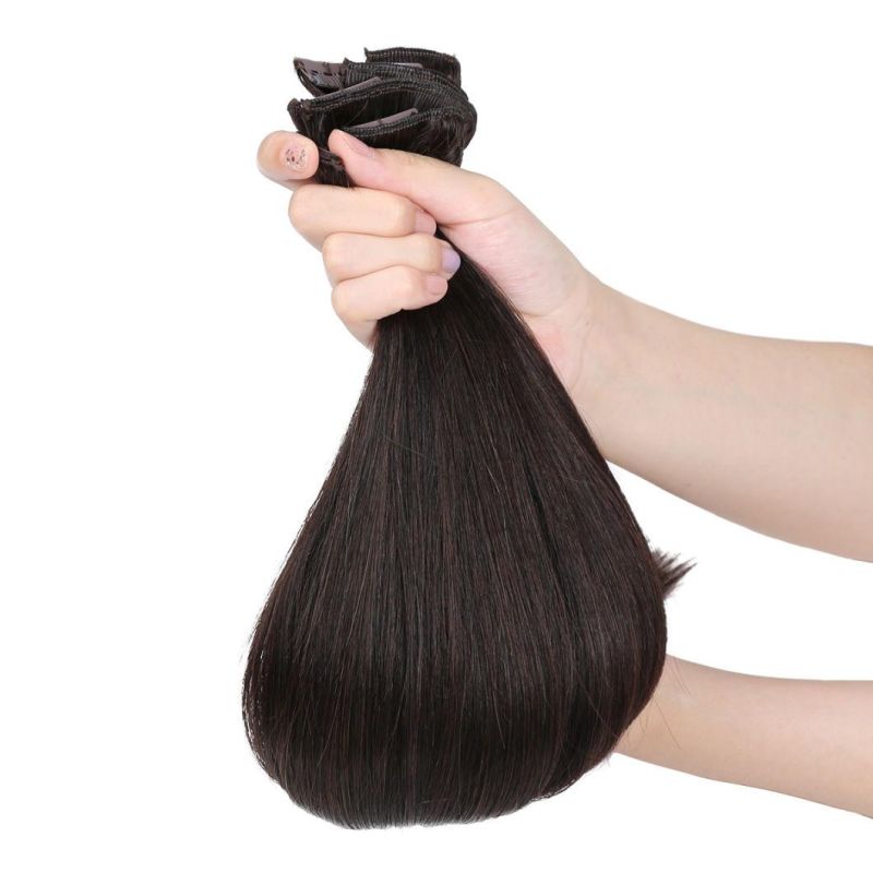 Wholesale Double Drawn Remy Human Hair 8 Pieces Seamless Clip in Hair Extension for White Women