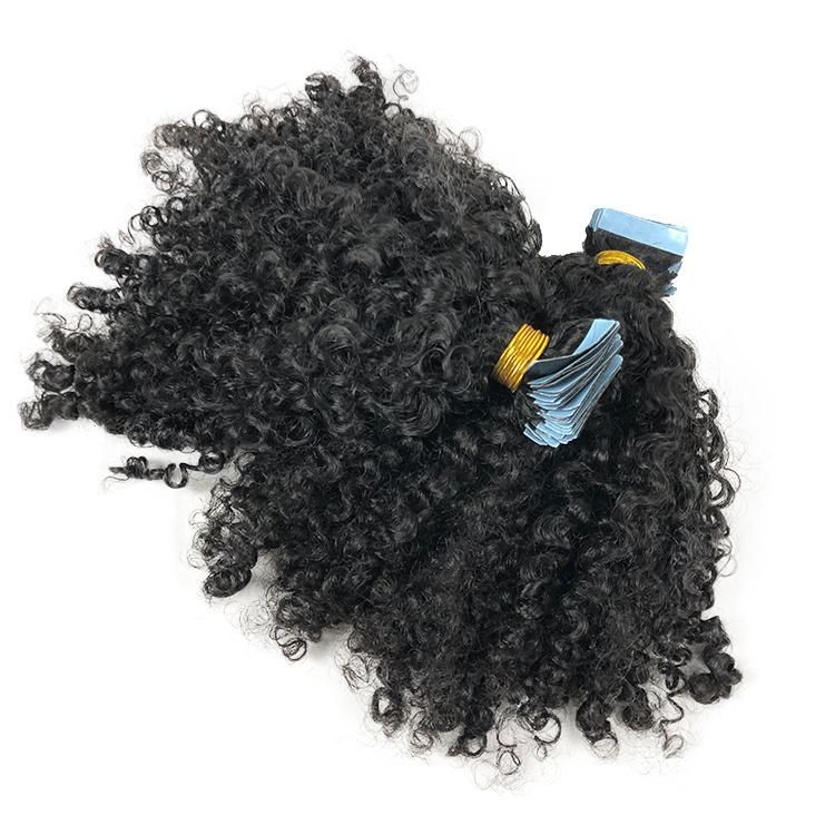 Cuticle Aligned Human Hair Kinky Curly Tape in Hair Extension