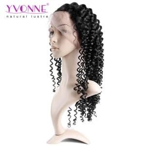 100% Deep Wave Brazilian Virgin Hair Full Lace Wig 1b Color