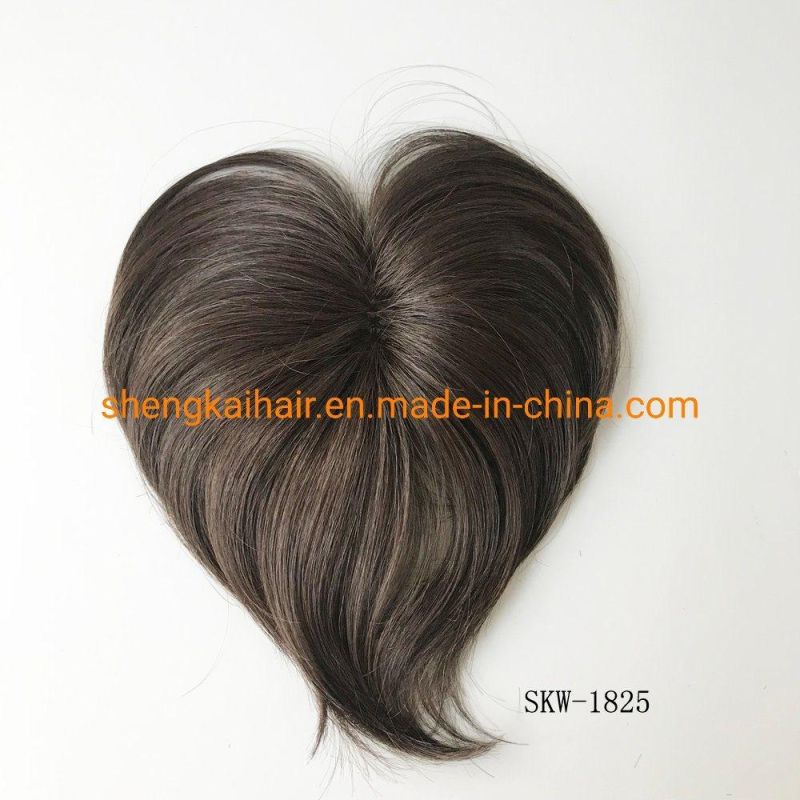 Wholesale Quality Handtied Human Hair Synthetic Hair Mix Topper Hair