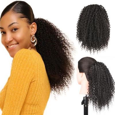 Kbeth Kinky Curly Ponytail Brown Hair 2021 Hot Selling 11A Extensions Hair Clip-in Ponytails Drawstring Hair Extension Long for Black Women