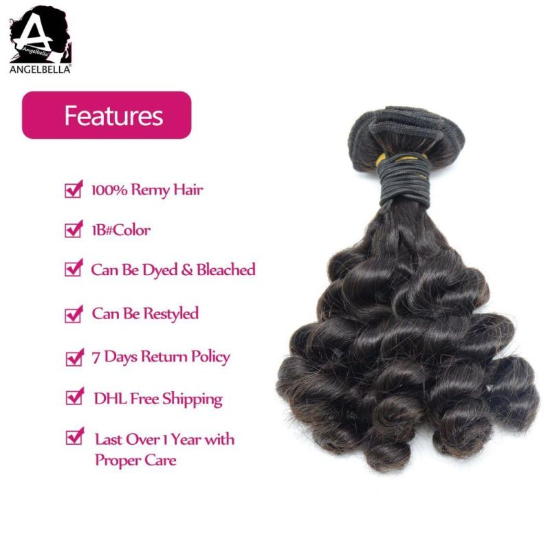 Angelbella Natural Black Hair Waving Loose Funmi Remy Human Hair for Girl
