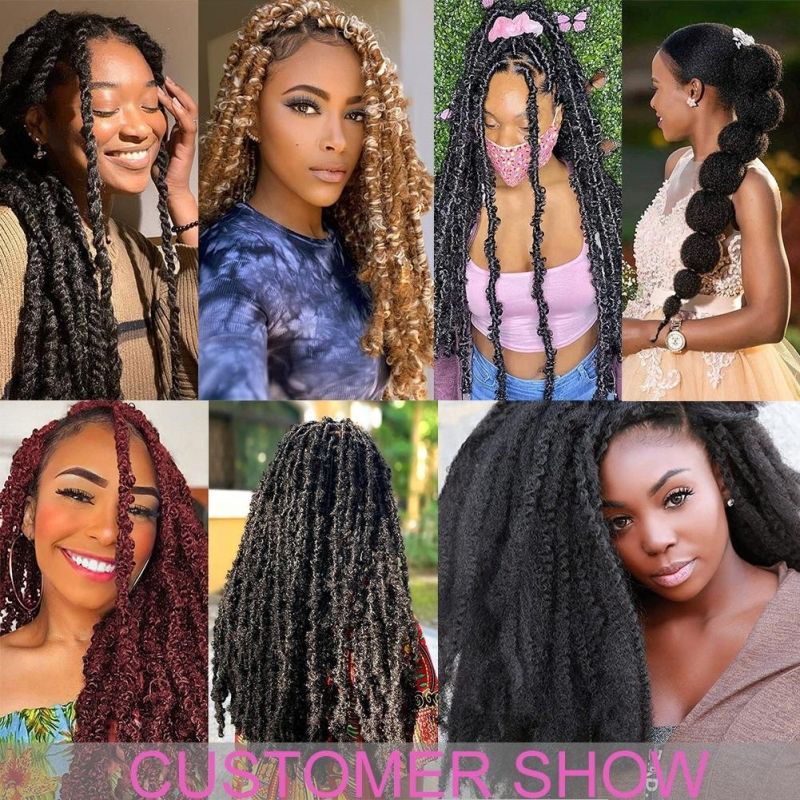 24" 15strands/Pack Ombre Red Afro Marley Kinky Curly Crochet Braiding Hair Extension